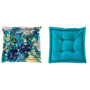 Almofada Futon Rd Com Bordas Verde Tiffan e Floral Cor 50X50cm