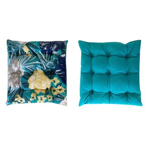Almofada Futon RD Verde Tiffany e Floral 40x40cm