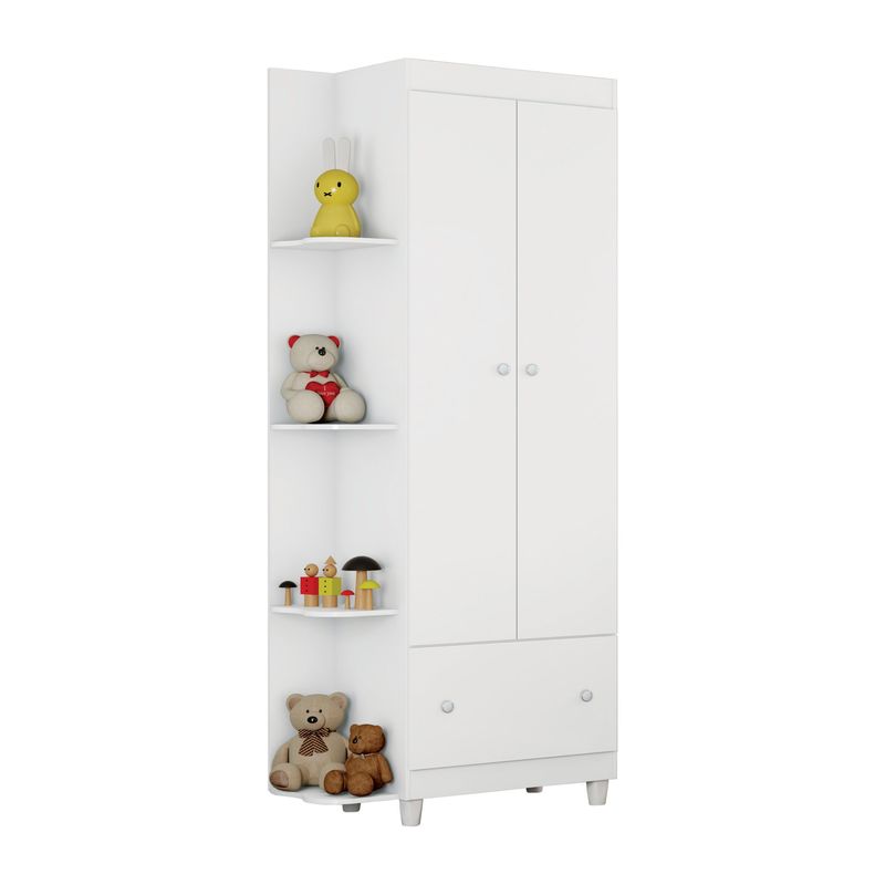 GUARDA-ROUPA---ROUPEIRO-INFANTIL-2-PORTAS-1-GAVETA-GUTTI-ESTRELA-BRANCO
