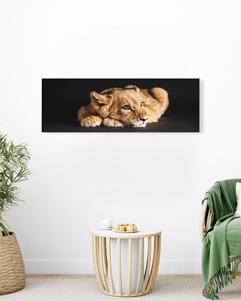 PLACA-DECORATIVA-ILLUMINATO-LEAO-FILHOTE-38X108X06CM
