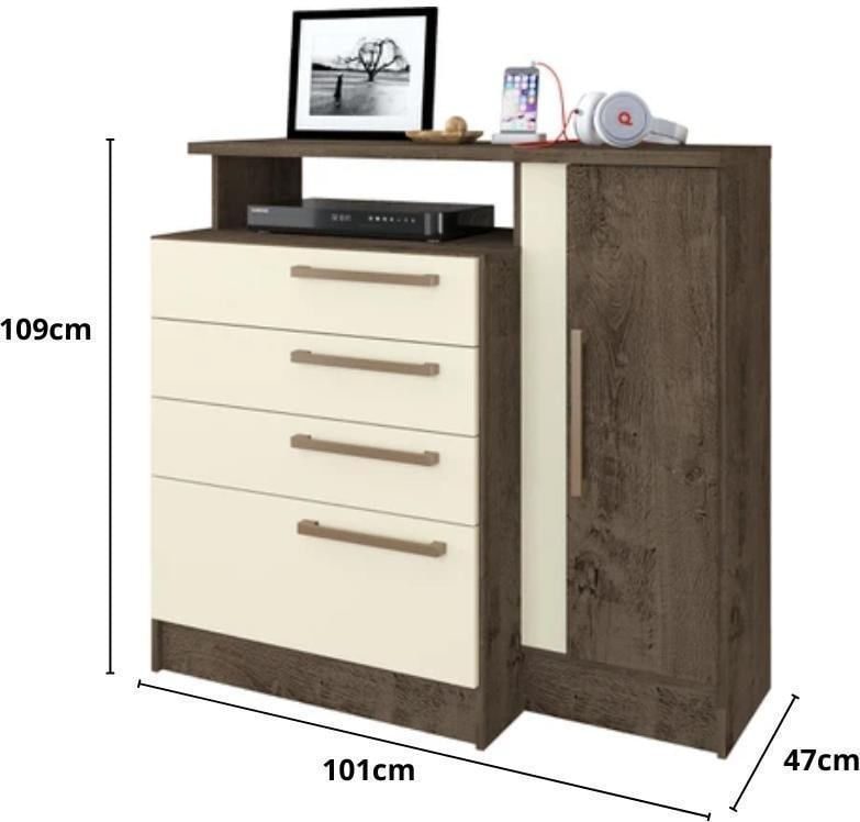 Comoda-1-Porta-4-Gavetas-Nevada-Atualle-Off-White-Rustico-109Cm