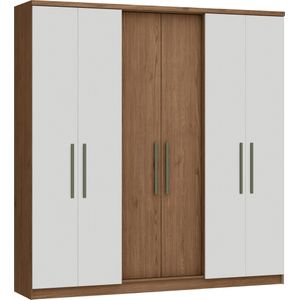 Guarda-Roupa / Roupeiro 6 Portas Nova York Castro Macadâmia e Blanc 210x218x47cm