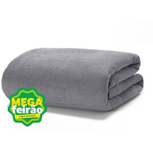 Manta Pelúcia Cobertor Hedrons Casal Slim Cinza Cromo 180x220cm