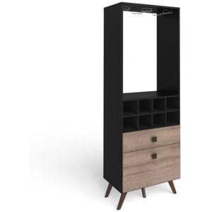 Bar Para Sala 8 Porta Garrafas 1 Porta 1 Gaveta Retrô Móvelbento Preto e Rústico