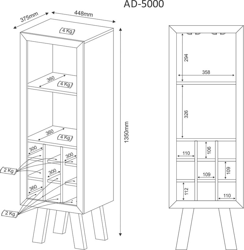 Armario-Adega-Bar-9-Porta-Garrafas-2-Prateleiras-Tecno-Mobili-Branco