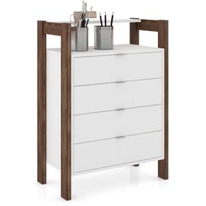 Cômoda 4 Gavetas Tecno Mobili Branco e Nogal AZ1012