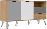 BALCAO-BUFFET-2-PORTAS-ARTELY-ESTOCOLMO-CARVALHO-GRAFITE-BRANCO-E-PRATA-140CM