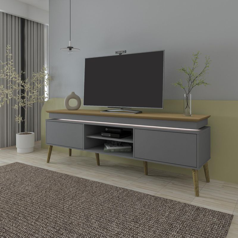 Rack-Para-TV-ate-75-Polegadas-2-Portas-Artely-Lumina-Carvalho-e-Grafite-180cm