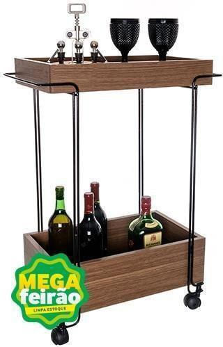 Carrinho-de-Bar-2-Andares-Metaltru-Preto-e-Castanho-Tannat