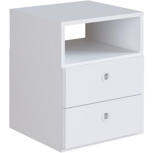 Mesa de Cabeceira 2 Gavetas 1 Prateleira Art In Móveis Tókio Branco