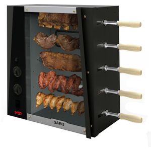 Churrasqueira a Gás Saro 5 Espetos Rotativos Preta CHRGLP