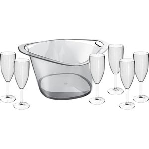 Kit Festa Champanheira de 8 Litros e Taças UZ UZ221-TR Transparente 7 Peças