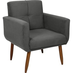 Poltrona Decorativa Havana Matrix Veludo Cinza