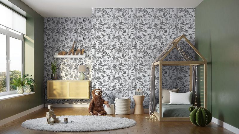Papel-de-Parede-Bobinex-PP192-Toile-de-Jouy-Selva-52x950-Branco-e-Preto