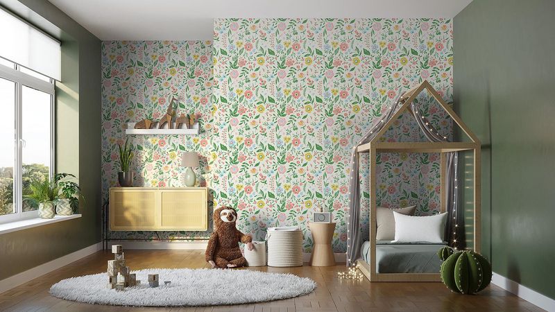 Papel-de-Parede-Bobinex-PP221-Jardim-52x950-Rosa-e-Amarelo