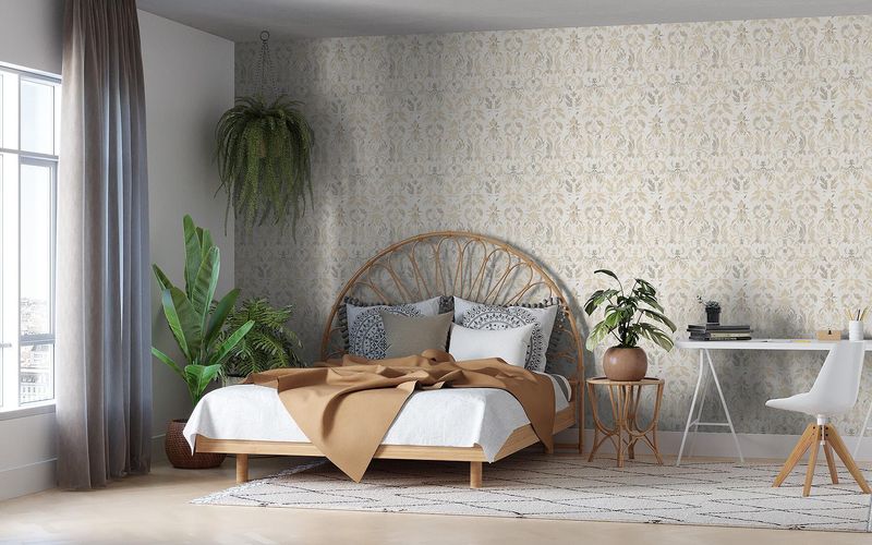 Papel-de-Parede-Bobinex-PP227-Arabesco-Neoclassico-52x950-Cinza-e-Bege