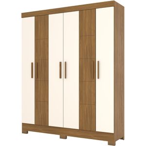 Guarda-Roupa / Roupeiro 6 Portas Henn Nature e Off White 159x200x43,5cm