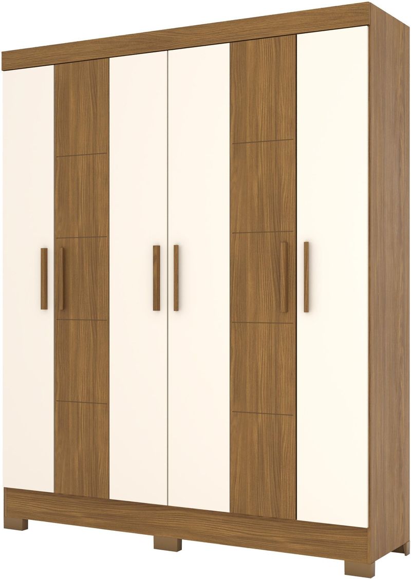 GUARDA-ROUPA---ROUPEIRO-6-PORTAS-HENN-NATURE-E-OFF-WHITE