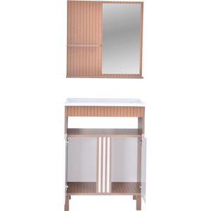 Conjunto de Móveis Para Banheiro Sander Veneza 60cm Canaletado Branco