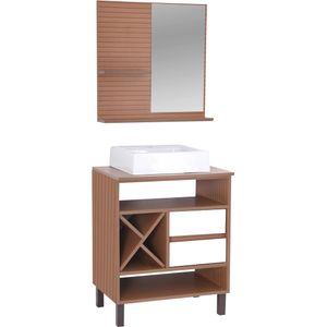 Conjunto de Móveis Para Banheiro Sander Romenia 60cm Canaletado Branco