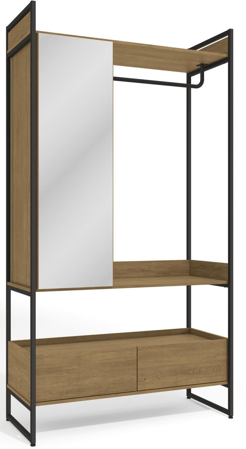 GUARDA-ROUPA---ROUPEIRO-CLOSET-INDUSTRIAL-1-PORTA-COM-ESPELHO-2-GAVETAS-KAPPESBERG-FREIJO-E-PRETO