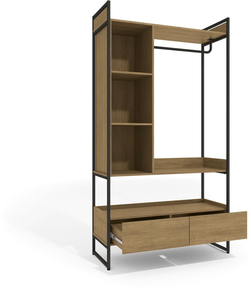 GUARDA-ROUPA---ROUPEIRO-CLOSET-INDUSTRIAL-1-PORTA-COM-ESPELHO-2-GAVETAS-KAPPESBERG-FREIJO-E-PRETO
