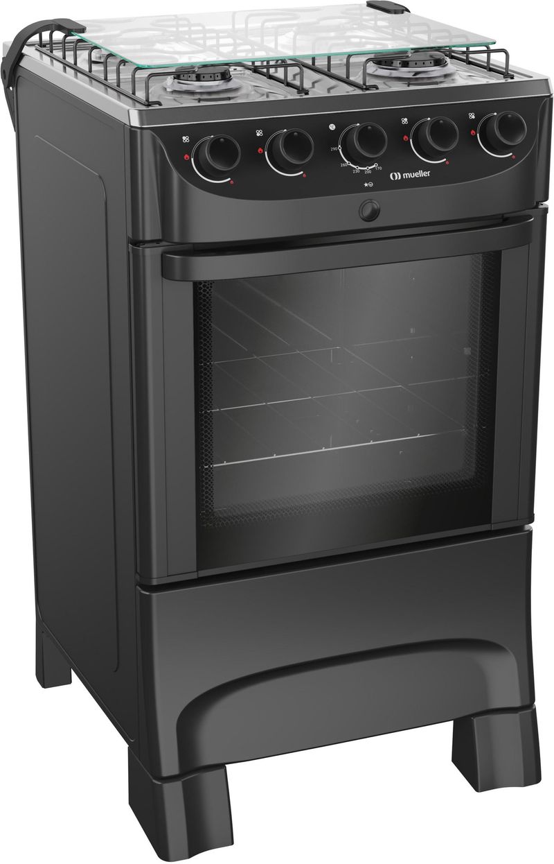FOGAO-A-GAS-DE-PISO-4-BOCAS-MUELLER-MFI4BB-COM-ACENDIMENTO-AUTOMATICO-PRETO-FOSCO-BIVOLT