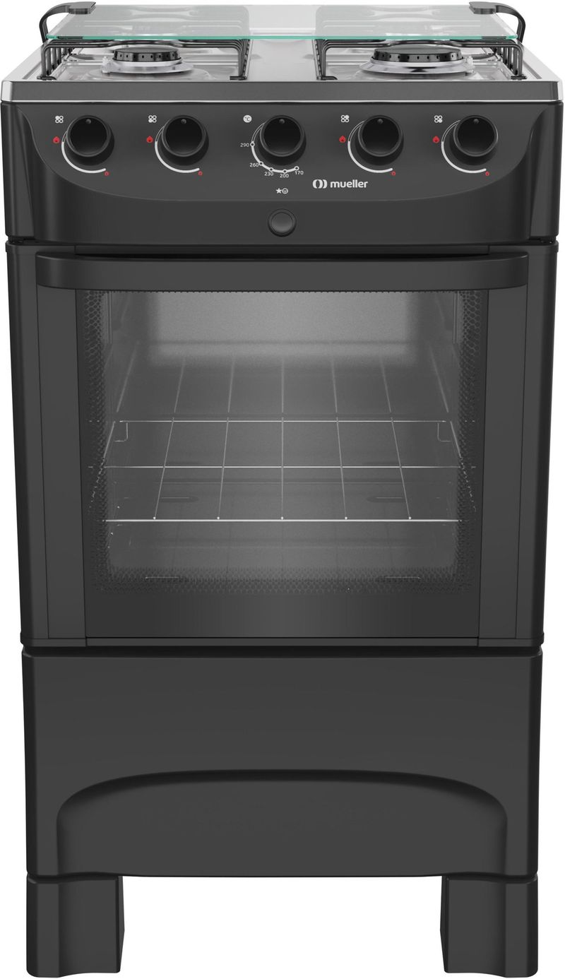 FOGAO-A-GAS-DE-PISO-4-BOCAS-MUELLER-MFI4BB-COM-ACENDIMENTO-AUTOMATICO-PRETO-FOSCO-BIVOLT