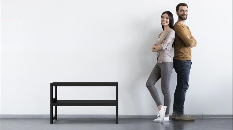 Estante-Decorativa-2-Prateleiras-Organize-Quadra-Preto-76x47x30cm