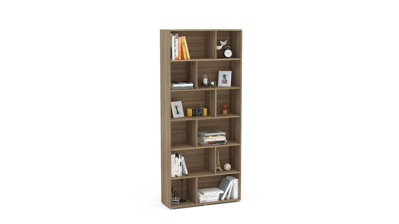 ESTANTE-LIVREIRO-12-NICHOS-POLITORNO-XANGAI-CASTANHO-90X2042X30CM