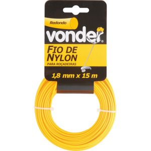 Fio de Nylon Redondo Para Roçadeira e Aparador de Grama Vonder Amarelo 1,8mm 15m