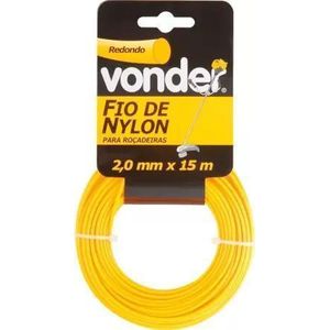 Fio de Nylon Redondo Para Roçadeira e Aparador de Grama Vonder Amarelo 2,0mm 15m