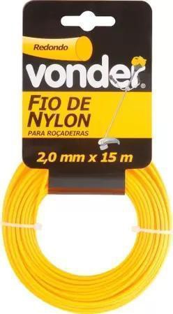 Fio de Nylon Redondo Para Roçadeira e Aparador de Grama Vonder Amarelo 2,0mm 15m