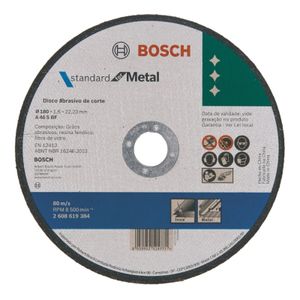 Disco Abrasivo de Corte Para Metal e Aço Inox Bosch 384 7" 180mm