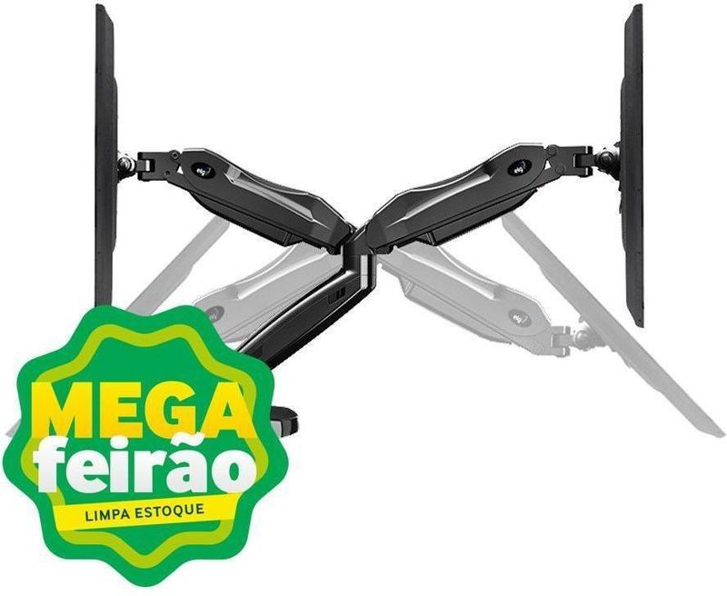 Suporte-de-Mesa-Para-2-Monitores-17-a-27-Multiarticulado-ELG-com-Pistao-Gas-F160N-Preto