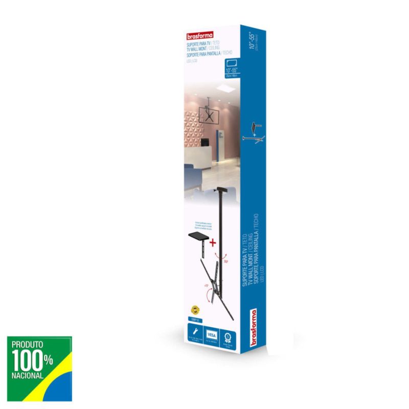 SUPORTE-DE-TETO-PARA-TV-LED-LCD-PLASMA-3D-E-SMART-TV-DE-10--A-55--BRASFORMA-SBRP150-PRETO