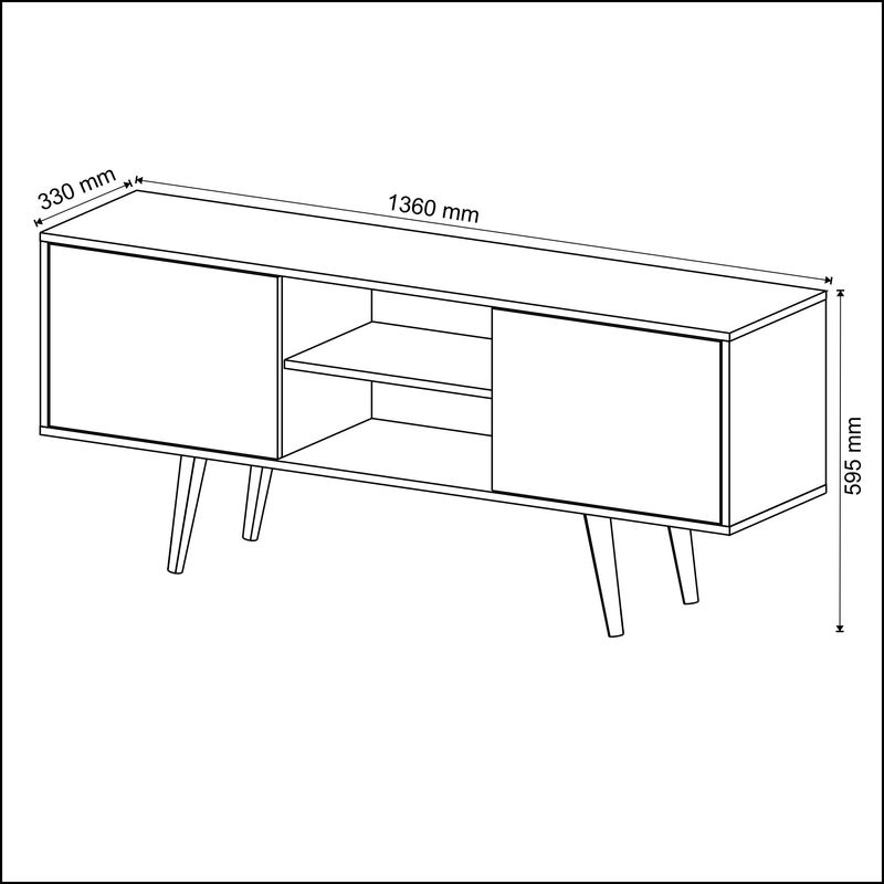 Rack Para TV até 45 Polegadas 2 Portas 2 nichos Tecno Mobili Amendoa136cm