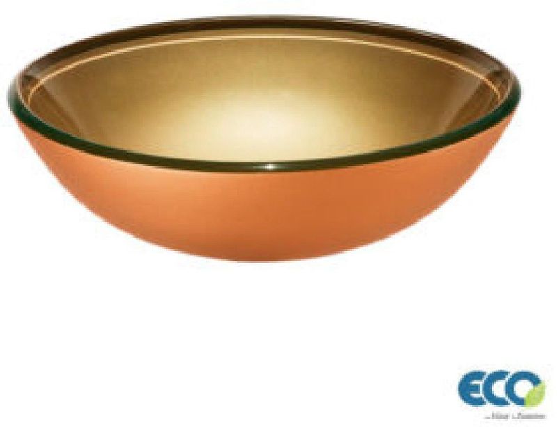Cuba de Embutir de Vidro Para Banheiro Ecometais Redonda Ouro 31cm