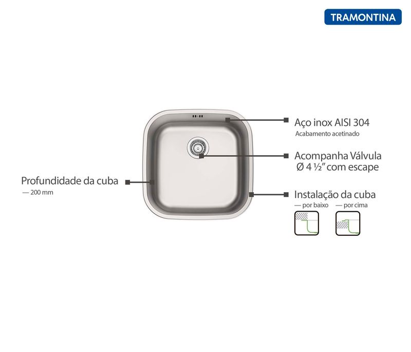 CUBA-DE-EMBUTIR-PARA-COZINHA-TRAMONTINA-RETANGULAR-ACO-INOX-MAXI-40X40CM