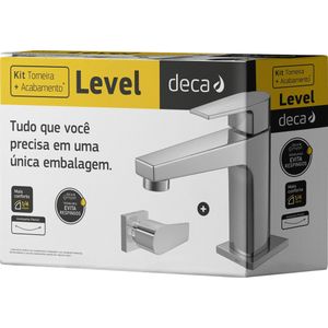 Torneira Pia Banheiro Deca de Mesa Bica Baixa Kit com 1 Acabamento Level Cromado