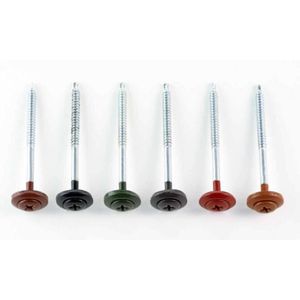 Parafuso com Vedação Telheiro Para Telha Onduline Speedfix Vermelho e Marrom 4,2x68mm Pacote com 18 Unidades