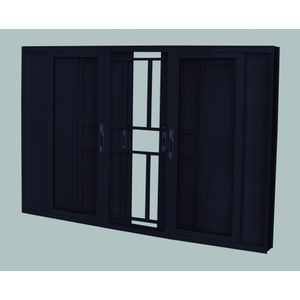 Janela de Alumínio Brasil Veneziana 13648 150x100x11cm Preta 6 Folhas com Grade