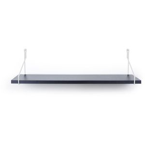 Prateleira Decorativa com Suporte Fixo 60x25x1,5cm com 2 Suporte Fit 20x25cm Preto