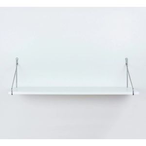 Prateleira Decorativa com Suporte Fixo 60x25x1,5cm com 2 Suporte Fit 20x25cm Cromado