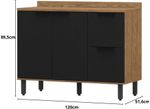 Balcao-de-Pia-120cm-3-Gavetas-2-Portas-100--Mdf-Toscana-Mx-Moveis-BTO03-Freijo-e-Nero