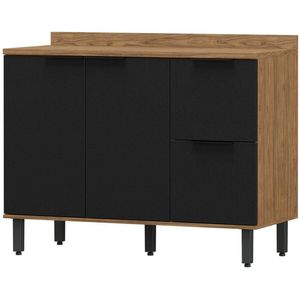 Balcão de Pia 120cm 3 Gavetas 2 Portas 100% Mdf Toscana Mx Moveis BTO03 Freijó e Nero