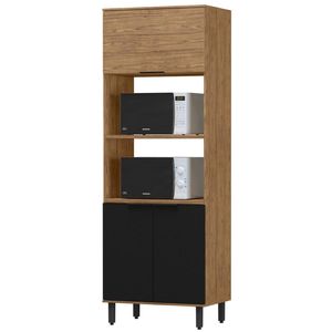 Torre Quente 80cm 2 Fornos 3 Portas 100% MDF Toscana MX Móveis TTO01 Freijó e Nero