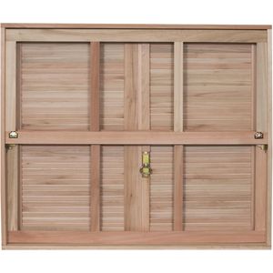 Janela de Madeira Eucalipto Rondosul Guilhotina com Veneziana de Abrir G990 120x120x12cm Vidro Quadriculado
