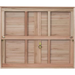 Janela de Madeira Eucalipto Rondosul Guilhotina com Veneziana de Abrir G990 80x100x12cm Vidro Quadriculado