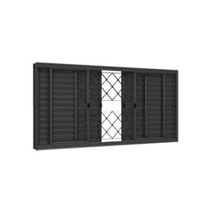 Janela de Ferro Veneziana Machado 40280 120x100x13cm Grade xadrez